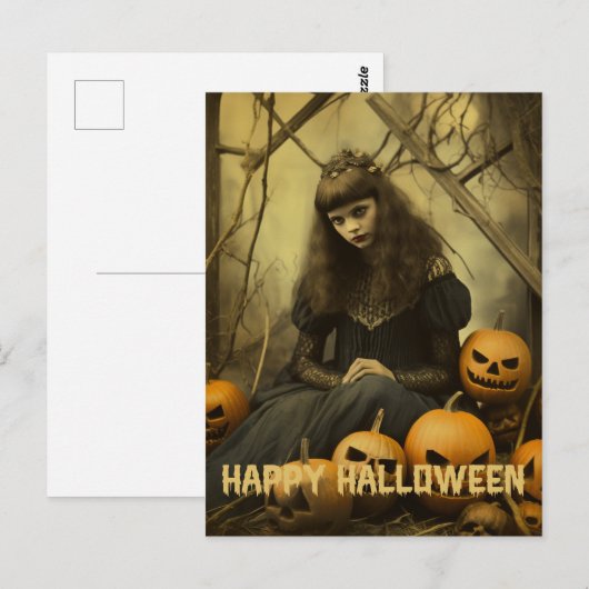 Retro Fotografie Halloween schattig slecht heks me Briefkaart (Voorkant / Achterkant)