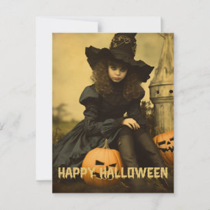Retro Fotografie Halloween schattig slecht heks me Briefkaart