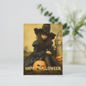 Retro Fotografie Halloween schattig slecht heks me Briefkaart (Staand voorkant)