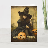 Retro Fotografie Halloween schattig slecht heks me Feestdagen Kaart (Voorkant)