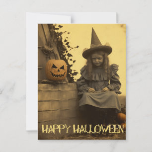 Retro Fotografie spooky Halloween griezelig meisje Briefkaart