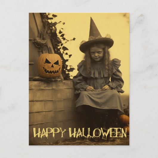 Retro Fotografie spooky Halloween griezelig meisje Briefkaart (Voorkant)