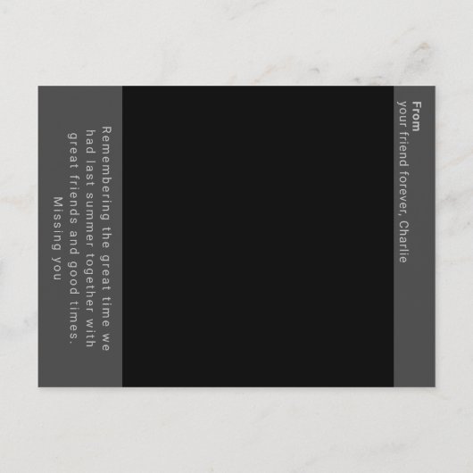 Retro fotoherinnering aandenken briefkaart (Achterkant)