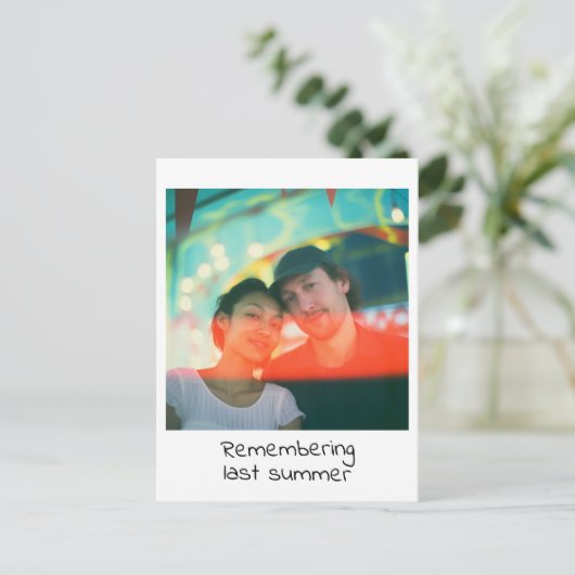 Retro fotoherinnering aandenken briefkaart (Staand voorkant)