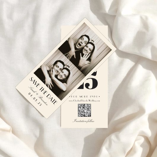 Retro Fotohokje Typografie Qrcode Save the Date