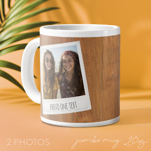 Retro Fotolijst - 2 foto's op rustiek hout Grote Koffiekop