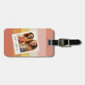 Retro Fotorand met Kleurrijke Koraalstrepen Bagagelabel (Voorkant horizontaal)