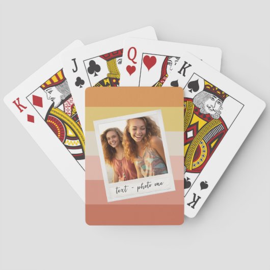 Retro Fotorand met Kleurrijke Koraalstrepen Pokerkaarten (Achterkant)