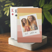 Retro Fotorand met Kleurrijke Koraalstrepen Pokerkaarten