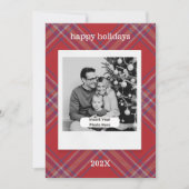 Retro fotostijl Plaid Gepersonaliseerde Kerstmis Feestdagenkaart (Voorkant)