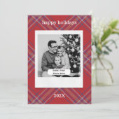 Retro fotostijl Plaid Gepersonaliseerde Kerstmis Feestdagenkaart (Staand voorkant)