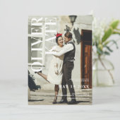 Retro fototijdschrift bruiloft kaart (Staand voorkant)