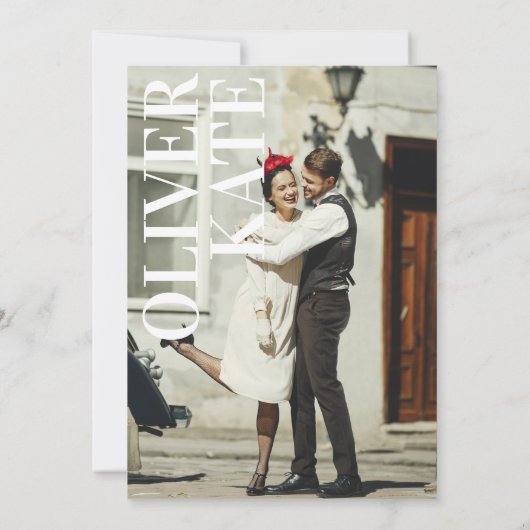 Retro fototijdschrift bruiloft kaart (Achterkant)