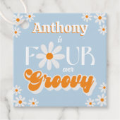 Retro Four Ever Groovy Boys 4e Verjaardag Bedankjes Labels (Voorkant)
