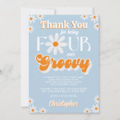 Retro Four Ever Groovy Boys 4e Verjaardag Bedankkaart (Voorkant)