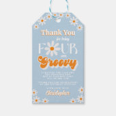 Retro Four Ever Groovy Boys 4e Verjaardag Cadeaulabel (Voorkant)