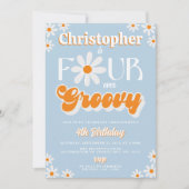 Retro Four Ever Groovy Boys 4e Verjaardag Kaart (Voorkant)
