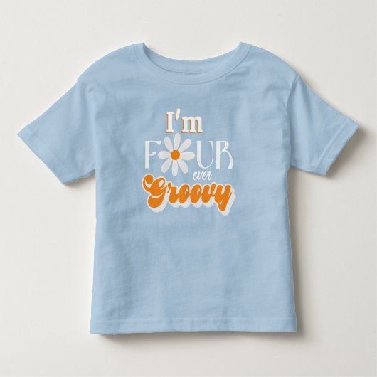 Retro Four Ever Groovy Boys 4e Verjaardag Kinder Shirts (Voorkant)