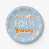 Retro Four Ever Groovy Boys 4e Verjaardag Papieren Bordje (Voorkant)