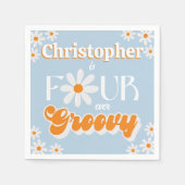 Retro Four Ever Groovy Boys 4e Verjaardag Servet (Voorkant)