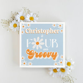 Retro Four Ever Groovy Boys 4e Verjaardag Servet