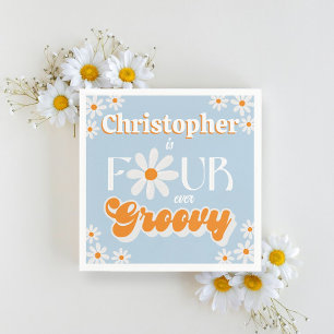 Retro Four Ever Groovy Boys 4e Verjaardag Servet