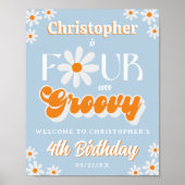 Retro Four Ever Groovy Boys 4e Verjaardag Welkom Poster (Voorkant)