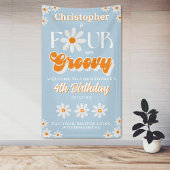 Retro Four Ever Groovy Boys 4e Verjaardag Welkom Spandoek