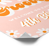 Retro Four Ever Groovy Meisjes 4e Verjaardag Welko Poster (Hoek)