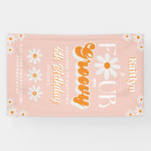 Retro Four Ever Groovy Meisjes 4e Verjaardag Welko Spandoek (Horizontaal)