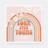 Retro Four Ever Jonge madeliefje 4e verjaardag Servet (Voorkant)