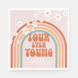 Retro Four Ever Young madeliefje regenboog 4de ver Servet