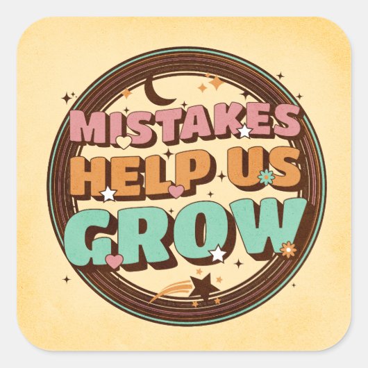 Retro fouten helpen ons groeien vierkante sticker (Voorkant)