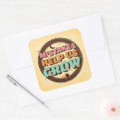 Retro fouten helpen ons groeien vierkante sticker (Envelop)