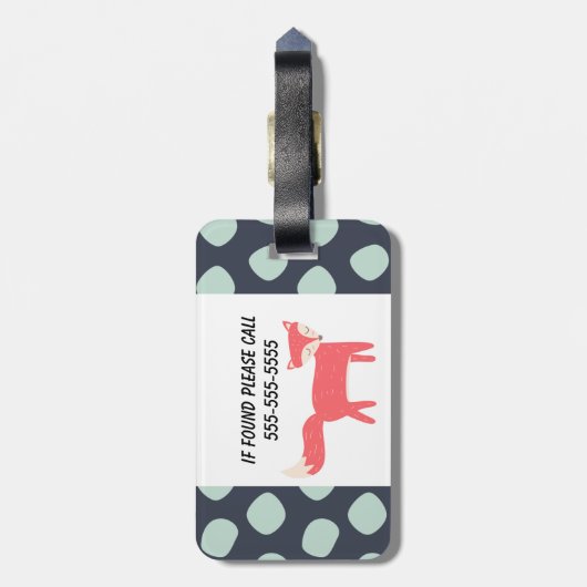 Retro Fox Bagagelabel (Achterkant verticaal)