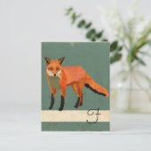 Retro Fox Monogram Briefkaart (Staand voorkant)
