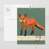 Retro Fox Monogram Briefkaart (Voorkant / Achterkant)