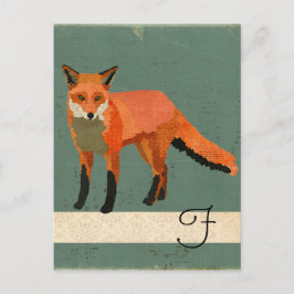 Retro Fox Monogram Briefkaart