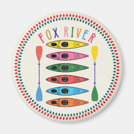 Retro Fox River Kayaking Magneet (Voorkant)