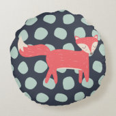Retro Fox Rond Kussen (Achterkant)
