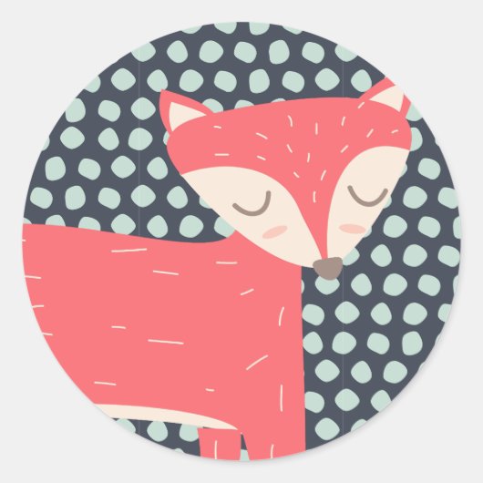 Retro Fox Ronde Sticker (Voorkant)