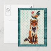 RETRO FOX & ROOSTER BRIEFKAART (Voorkant / Achterkant)