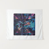 Retro Fox Skater: Neon CityScape-avontuur Wandkleed (Voorkant (horizontaal))