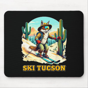 Retro Fox Skiën in Tucson Desert Adventure Ski Art Muismat
