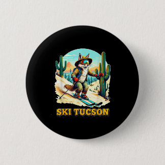 Retro Fox Skiën in Tucson Desert Adventure Ski Art Ronde Button 5,7 Cm
