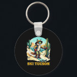Retro Fox Skiën in Tucson Desert Adventure Ski Art Sleutelhanger<br><div class="desc">Retro Fox Skiën in Tucson Desert Adventure Ski Arizona</div>