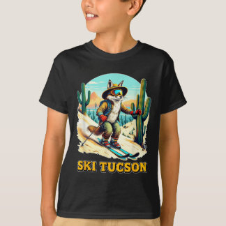 Retro Fox Skiën in Tucson Desert Adventure Ski Art T-shirt