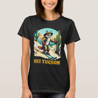 Retro Fox Skiën in Tucson Desert Adventure Ski Art T-shirt