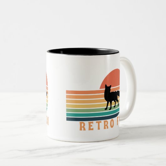 Retro Fox Tweekleurige Koffiemok (Voorkant rechts)