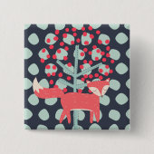 Retro Fox Vierkante Button 5,1 Cm (Voorkant)